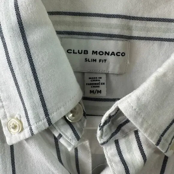 Club Monaco Slim Fit Striped Short Sleeve Shirt – Size M - Picture 4 of 5